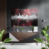 City Silhouette Brushed Aluminum Dibond Wall Art.